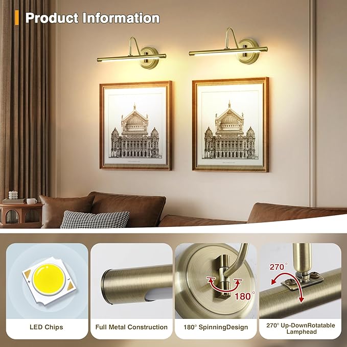 JOOSENLUX Modern LED Picture Lights Fixtures,Art Decor Metal Artwork Mini Accent Spotlights 16.54