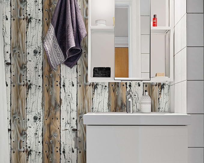 FLFK Shiplap Wallpaper Peel and Stick Removable Wood Wallpaper 16