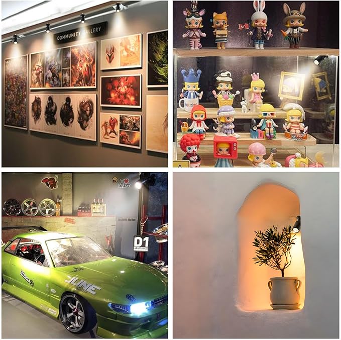 Taysing LED Spot Light Indoor Little Mini Spotlight Accent Lights for Display, Paintings, Pictures, Plants, Jewelry, Shelves, Cabinets, Posters, Showcase(Soft White-2 Pack Push Switch)