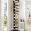 Vertical Shoe Rack, Shoe Shelves, Wood Shoe Organizer for Closet, Entryway, Shoe Tower for Small Spaces, Free Standing, Adjustable, with 2 Hooks, 10 Tier Black SR11204B