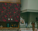 FLFK Peel and Stick Gothic Wallpaper Red Rose Floral Wallpaper 16in x 128in Waterproof Removable Wall Paper for Bedroom Bathroom Cabinet Decor