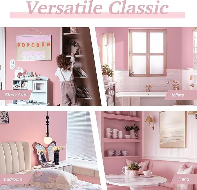 Dimoon 17.7''x236'' Peel and Stick Wallpaper Pink Contact Paper for New Environmentally Friendly Materials Thickening Upgrade Embossed Renter Friendly Wall Paper Modern Vinyl Wrap Countertop Bedroom