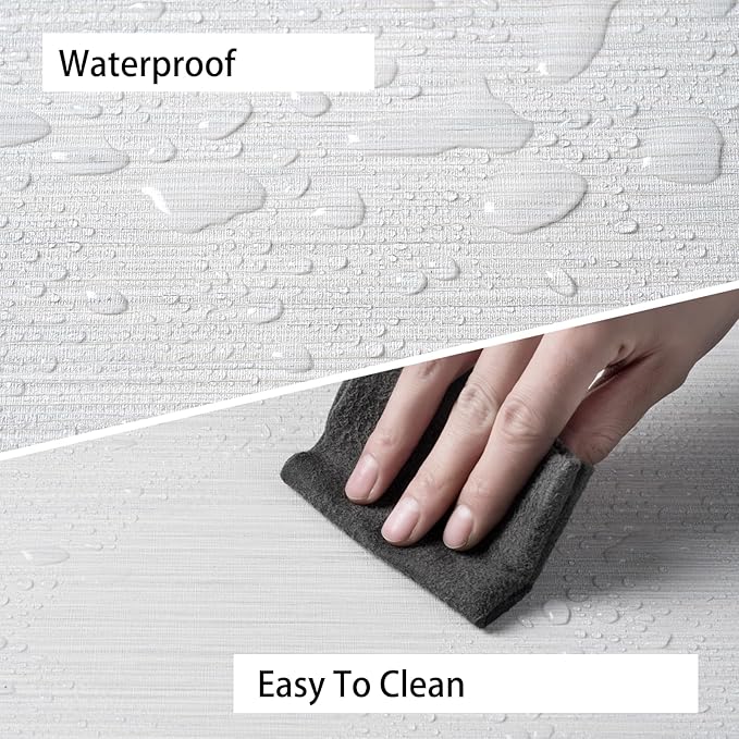 Grasscloth Textured Wallpaper Peel and Stick 24inX393in Fabric Wall Paper Upgraded Thick Self-Adhesive Vinyl Contact Paper for Home Use(Beige Grey)