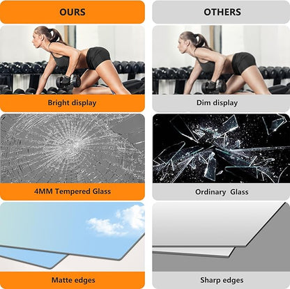 Home Gym Mirror for Wall, 50"x25"x2PCS Full Length Gym Mirror Frameless Wall-Mounted for Garage, Home Gym, Living Room, Bedroom(Silver)