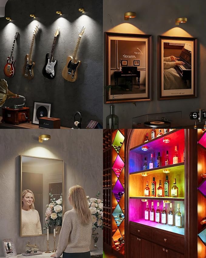 Picture Lights for Wall, 2000mAh Rechargeable Magnetic Poster Lights with Remote, 3 Color Temps & RGB Dimmable Timer, Wall Decor Light for Art Display, Frame (3 Pack)