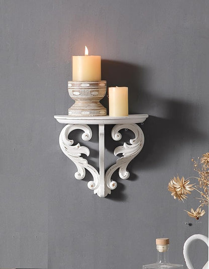 SOFE Farmhouse 10 Inches Wide Floating Shelves for Wall - Vintage Shelf Wooden - Distressed White Wall Shelf Small - Decorative Book Shelves Walls for Room