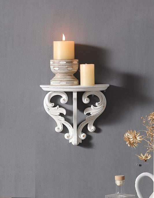 SOFE Farmhouse 10 Inches Wide Floating Shelves for Wall - Vintage Shelf Wooden - Distressed White Wall Shelf Small - Decorative Book Shelves Walls for Room