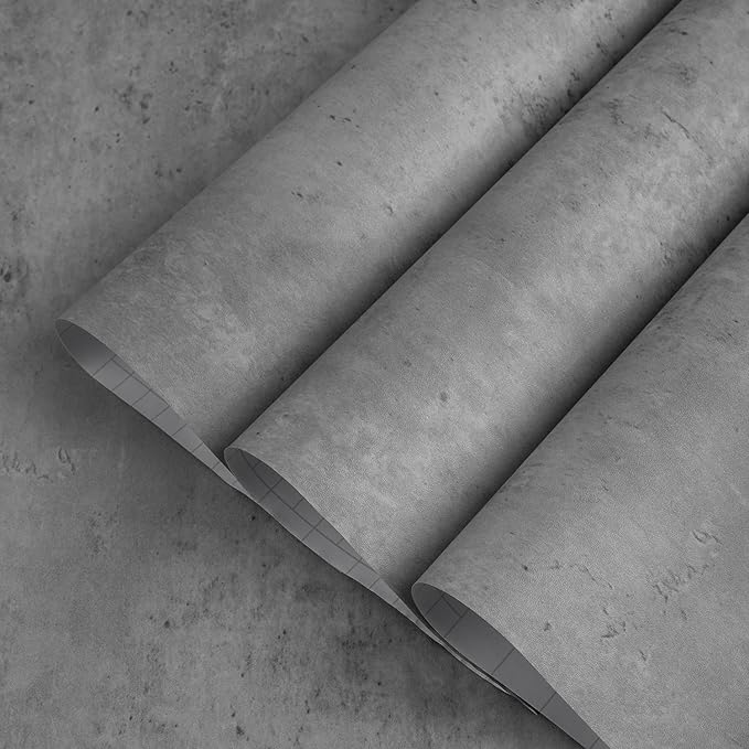 TOTIO Extra Wide Concrete Peel Stick Wallpaper Grey 3D Cement Look Contact Paper 32x78inch Matte Thicken Adhesive Waterproof DIY Vinyl Wrap for Apartment Office Retro Industrial Style Misty Gray