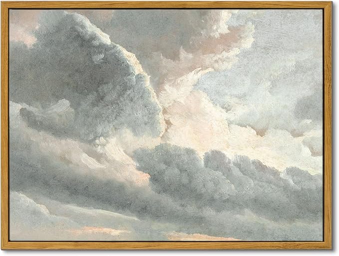 InSimSea Framed Canvas Wall Art Vintage Decor, Room Decor Classical Oil Painting Canvas Prints Study of Clouds with a Sunset near Rome Vintage Landscape Wall Art Home Decor, 12