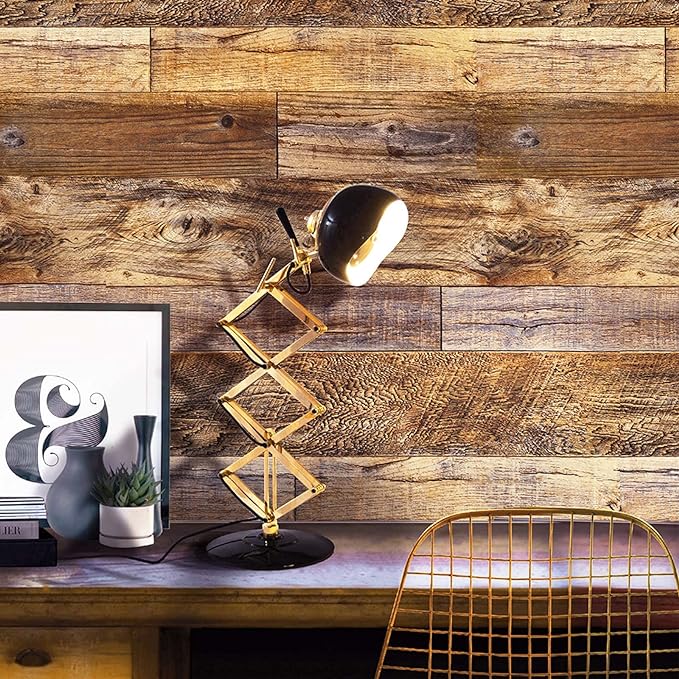 Yun-aeon Brown Wood Peel and Stick Wallpaper 17.3