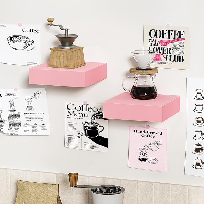 BAMEOS Pink Floating Shelves for Wall, 6