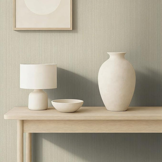 20.8" x 393.7" Grasscloth Peel and Stick Wallpaper, Textured Wallpaper for Decor Bedroom Kitchen Cabinet