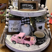 Coffee Bar Decor Vintage Mini Metal Pickup Truck Decor with Book Accessories for Coffee Station, Farmhouse Tiered Tray Tabletop Decorations for Home Kitchen, Office, Cafe