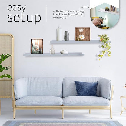 Kiera Grace Floating Shelves for Wall, Engineered Wood Picture Frame Wall Shelves, Easy to Assemble Display Shelves, Ideal for Home Decor, Pack of 2, 44" L x 4" W x 2" H, Espresso