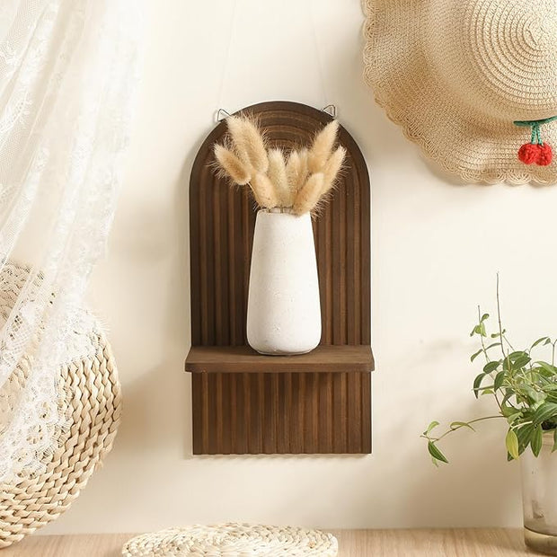 Tatuo 2 Pieces Vintage Boho Wall Shelf Decor Floating Shelves for Wall Mid Century Modern Wooden Hanging Holder Retro for Living Room Bathroom Bedroom Office Nursery Decoration