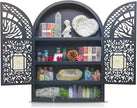 Large Crystal Display Shelf for Wall, Crescent Moon Phase Shelf Wall Decor, Wooden Arch Shelf, Tree of Life Crystal Holder Organizer, Cabinet for Gem Stone Rock, Spiritual Home Room Decor