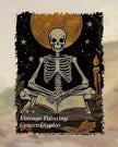 HUARCEY Gold Framed Canvas Wall Art, Skeleton Reader Tarot Picture Decor, Library Reading Room School Decor, Book Lover Witchy Gothic Halloween Canvas Paintings, 8x10inch