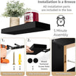 Sorbus Floating Shelves for Wall Set of 3 - Bathroom Shelves for Wall Storage, Over Toilet, Bedroom, Farmhouse, Decor - 2 Floating Shelves with Invisible Brackets & 1 Rectangular Box, Black