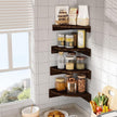 Alsonerbay Corner Shelf Wall Mount, Floating Shelves for Wall Storage and Display, Set of 4 Rustic Wood Shelves for Bedroom, Kitchen, Living Room, Nursery and Office (Dark Brown)