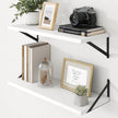Axeman Deep Floating Shelves - 30 Inch White Floating Shelves Set of 2-12 Inch Deep Wood Wall Shelves for Living Room Bathroom Kitchen