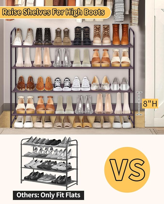 SLEEPING LAMB 4-Tier Shoe Rack for Closet, Long Stackable Wide Shoe Organizer Holds 30-Pairs Low Shoe Shelf Storage for Bedroom, Floor, Entryway (Bronze)