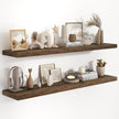 55 Inch Long Floating Shelves for Wall Set of 2, 55x9.3 Large Floating Shelf for Bedroom, Kitchen, Bathroom, Wall Mounted Rustic Wood Shelves with Invisible Bracket for Books, Decor, Rustic Brown