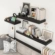 Deep Floating Shelves | 36 Inch Black Floating Shelves Set of 2 | 12 Inch Deep Rustic Wood Shelves for Wall | 36