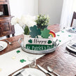 Happy St. Patrick's Day Table Decor Shamrock Home Office Wooden Table Top Decor Centerpiece Decorations for Tiered Trays Shelf Coffee Bar Mantle Windowsill