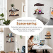 Demigo Floating Round Corner Shelves for Wall 2pcs, Acacia Wood Wall-Mounted Storage Shelves for Home Decor, Space Saving Displays for Living Room, Kitchen, Office, and Bedroom (Dark Brown)