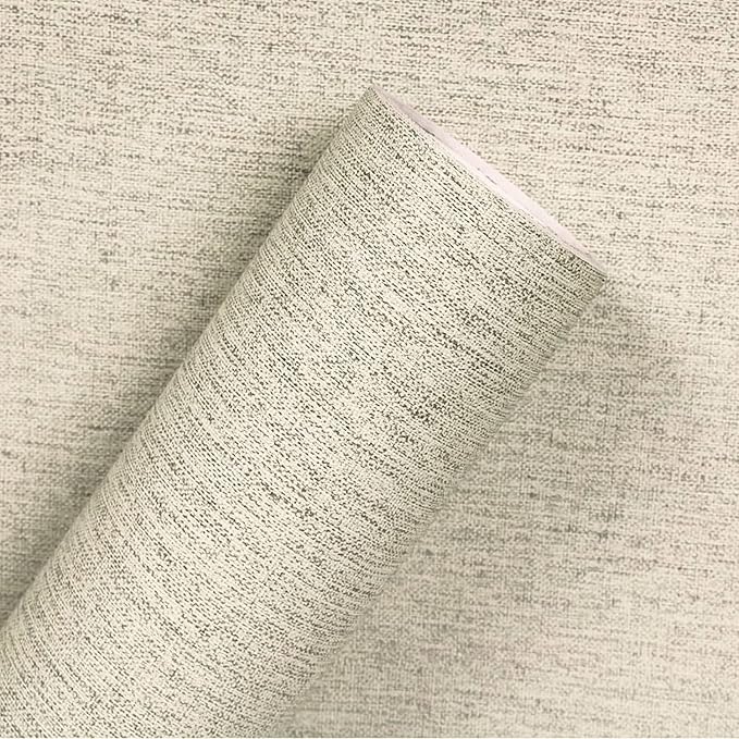 Yancorp Textured Fabric Wallpaper - 16"x120" Faux Grasscloth Peel & Stick Self-Adhesive Removable Wallpaper & Counter Top Liners