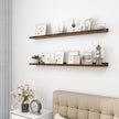 Picture Ledge Shelf, Wood Long Floating Shelves for Wall, Set of 2, 48 inch Picture Ledge Shelves, Photo Ledge Nursery Book Shelves Wall Mounted for Living Room Kids' Room Bedroom, Color Walnut