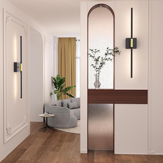 31.5 Inch Battery Operated Wall Sconce Set of Two, 8000mAh USB Rechargeable Wall Sconce with Remote Control, 360°Rotate Dimmable 3000K-6000K LED Wall Lights for Living Room, Hallway, Bedroom, (2 Pack)