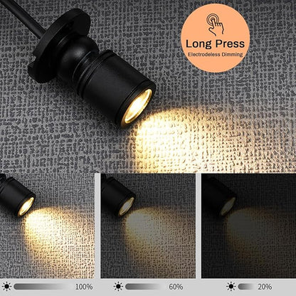 5V Dimmable LED Mini Spot Light with 6.6ft Cable, Jewelry/Indoor Picture/Art/Model Display Lights, USB Powered Spotlight for Jewelry Cabinets, Entryways, Tables Shelves (Warm White 3000K, 4 Pack)