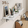 RICHFOCUS Floating Shelves for Wall Decor, 35.4W x 8D Shelves Set of 2, 8 Inch Deep Rustic Wood Shelves Wall Mounted with Brackets, Long Floating Shelves for Living Room Bedroom Kitchen, White
