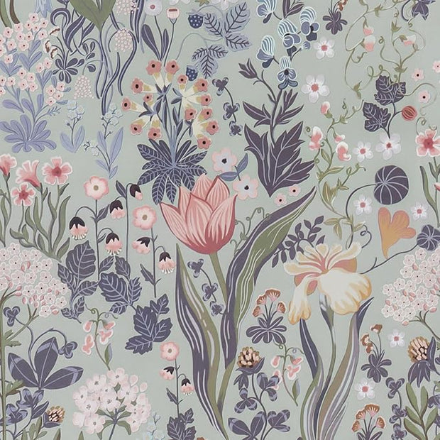 Peel and Stick Wallpaper Vintage Wall Paper Gray/Purple Floral Contact Paper Removable Wallpaper 17.3"x393.7" Leaf Flower Self Adhesive for Bedroom Drawer Decor Vinyl Rolls