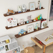 Axeman Picture Ledge Shelf | 55 Inch Walnut Floating Shelves Set of 3 | Rustic Wood Wall Shelves with Lip | 55