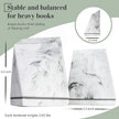 Marble Style Bookends - Decorative, Heavy Duty Book Holder for Shelves, Non Skid, Unique Design (White)