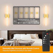 30 Inch White Gold Battery Operated Wall Sconces Set of 2, Dimmable Battery Wall Sconce with Remote Control, LED Rechargeable Sconces, Modern Wireless Wall Lights for Bedroom, Living Room