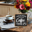 Coffee Bar Decor Sign, Coffee Bar Accessories, Funny Coffee Bar Desk Decor, Rustic Wooden Plaque Coffee Sign Farmhouse Coffee Bar Derco Signs For Coffee Station, Coffee Shelf Decor(Black+Brown05)