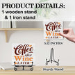 Coffee Bar Decor, Farmhouse Kitchen Table Decor, Coffee and Wine Bar Sign, Wooden Decorative Sign with Iron Stand for Table Desk Shelf Display-E26