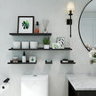 Small Black Floating Shelves for Wall Decor, Wall Mounted Wood Shelf for Bedroom, Living Room, Bathroom, Kitchen, Nursery, Display Ledge Shelf with Lip Set of 2-8 Inches, Black
