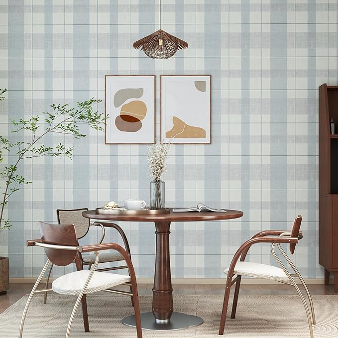 Timeet Modern Peel and Stick Wallpaper Wallpaper Blue Gray Boho Contact Paper Waterproof Self Adhesive Removable Textured Wall Paper for Bedroom Bathroom Cabinets Wall Decor Vinyl 17.3" x 200"