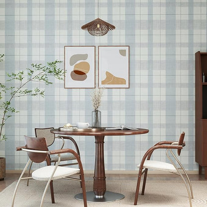 Timeet Modern Peel and Stick Wallpaper Wallpaper Blue Gray Boho Contact Paper Waterproof Self Adhesive Removable Textured Wall Paper for Bedroom Bathroom Cabinets Wall Decor Vinyl 17.3" x 200"