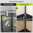 Orimade Rustproof 4 Tier Floor Standing Corner Shower Caddy Organizer, Plastic Metal Splicing Floor Corner Shelf Rack Storage Stands for Bathroom,10.8 x 10.8 x 44.6 inches, Black