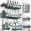 Shower Caddy Adhesive Shower Organizer 8-Pack, Rustproof Stainless Steel Bathroom Shelves, Large Capacity No-Drill Rack Storage Accessories with Soap Dish Toothbrush Holder Hooks