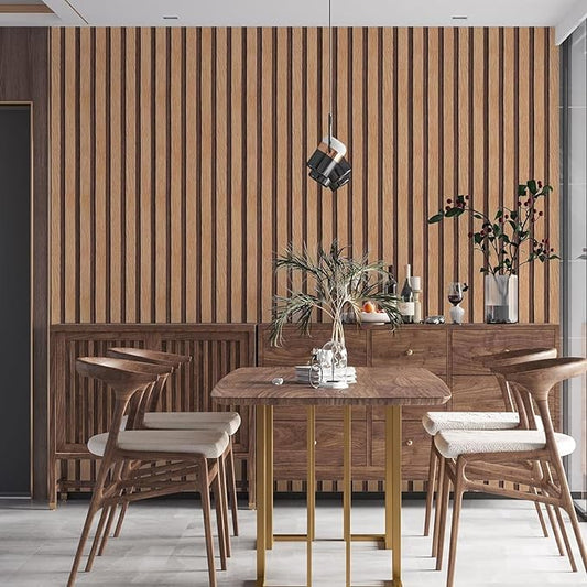 Yun-aeon Natural Wood Peel and Stick Wallpaper Wood Slats - 17.3"x 1200" Tan Self-Adhesive Waterproof Vinyl Removable Wall Paper for Wall Decor Bedroom