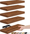 Sorbus Floating Shelves for Wall – 16 Inch Floating Shelf for Kitchen, Bedroom, Living Room, Bathroom, Home & Wall Decor - Mounted Bathroom Shelves with Invisible Brackets (Walnut, 5 Pack)