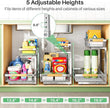 Under Sink Organizer, Stainless Steel 2 Packs 2 Tier Under Sink Organizers and Storage, Slide out Pull out Cabinet Shelf, Sliding Drawer for Kitchen Bathroom Pantry Cabinet Closet Organization Rack