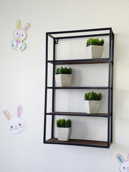 Admired By Nature 4 Tier Floating Shelf, Farmhouse Wall Decor, Rustic Wood Mounted Organizer for Home Decor, 1 Unit
