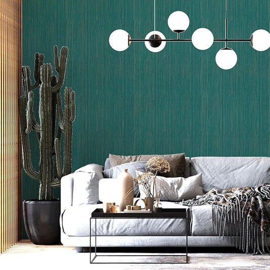 Teal Grasscloth Peel and Stick Wallpaper A Set of 23.6" X 480" Self-Adhesive Texture Contact Paper Faux Grasscloth Removable Wallpaper for Cabinets Counter Top Shelf Liners